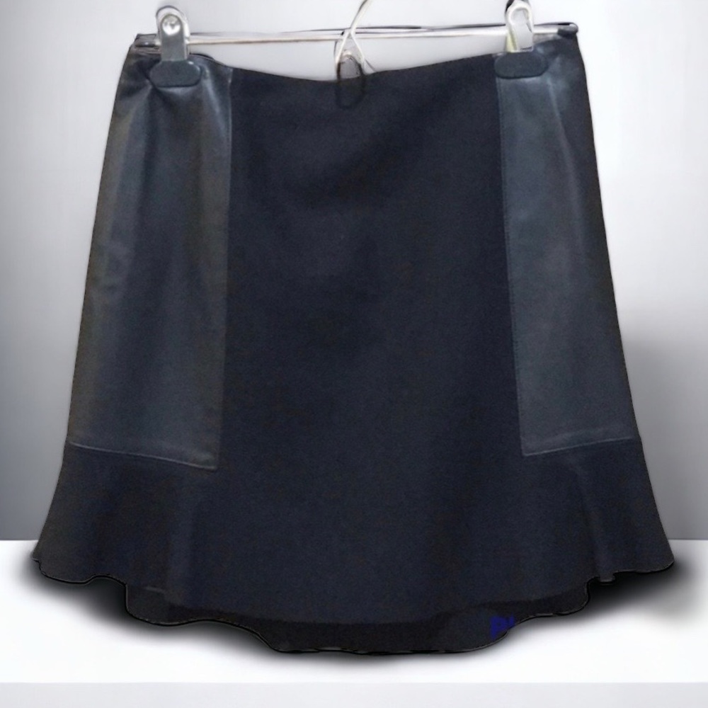 MADEWELL Felt wool and Leather Mini Skirt Black 2 NWOT